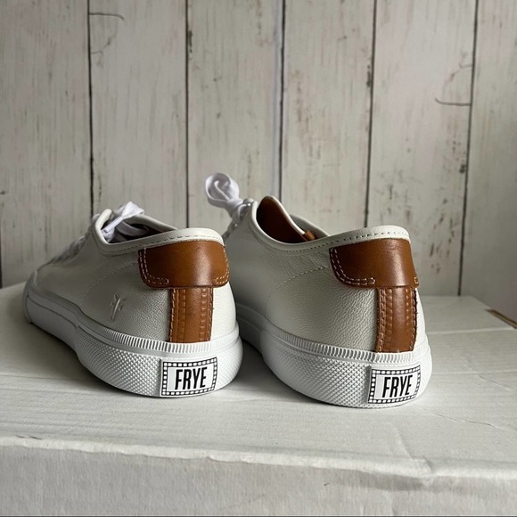 Frye White Leather Lace Low Sneakers in Size 9 - Picture 2 of 9
